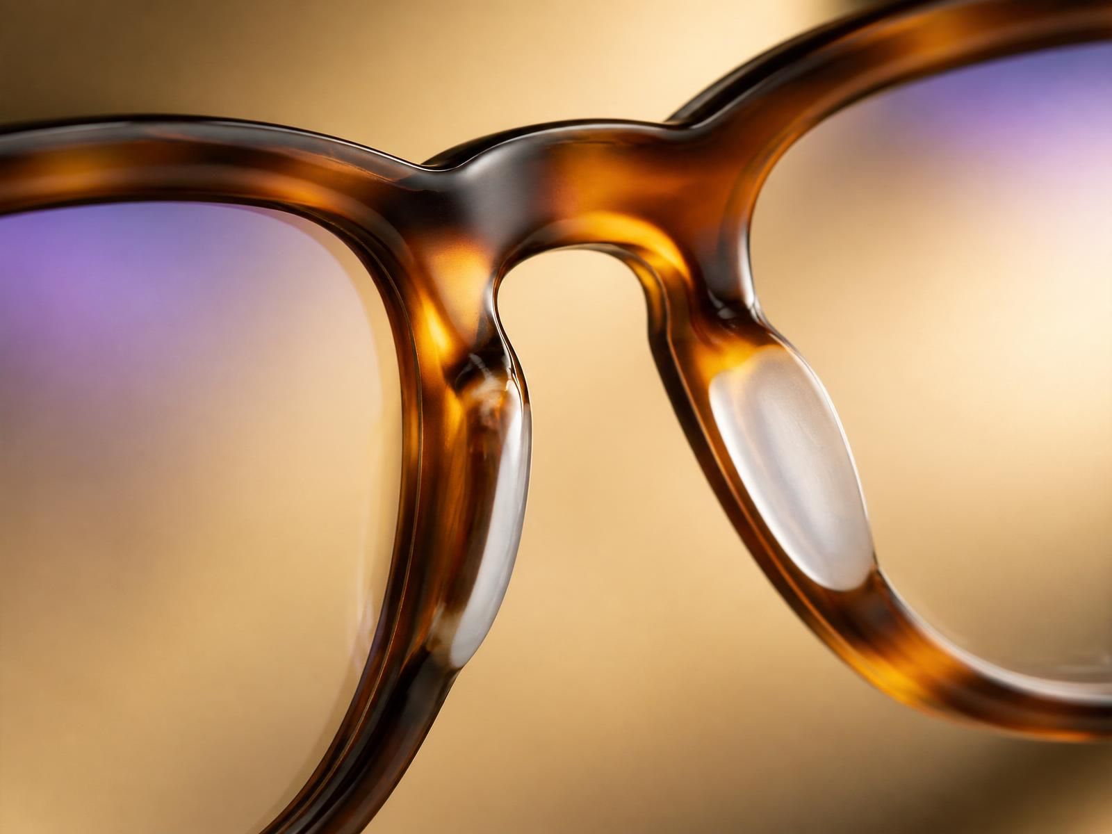 Kids & Teens — flexible cognac tortoise acetate with spring-flex hinge — bridge macro