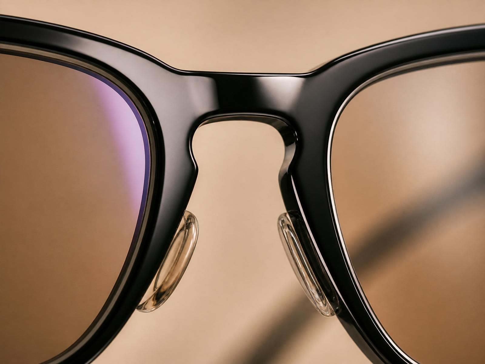Men's Collection — glossy black acetate with polished gold temple — bridge macro