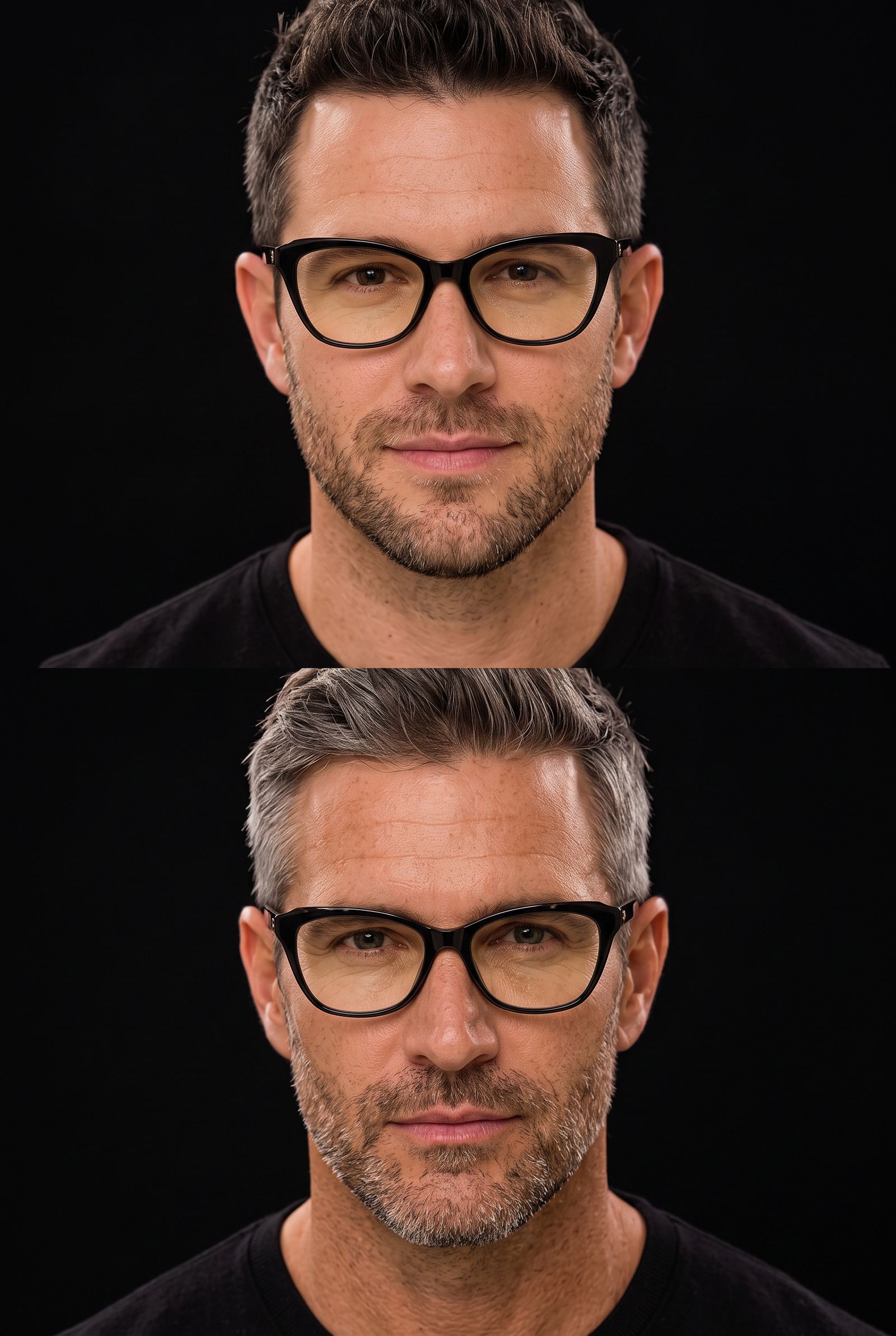 Men's Collection eyewear — dual-angle technical study showing front and profile pair