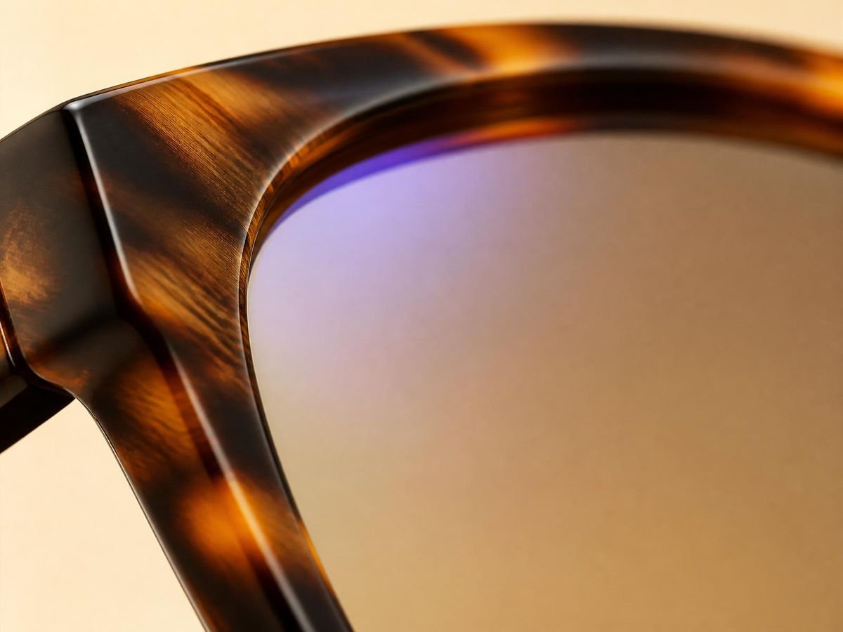 Eyegis lens macro, showing the selective blue-light filtering coating
